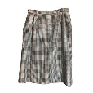 VINTAGE Harrington Square Christmas Wool Rainbow Houndstooth Pencil Skirt Large